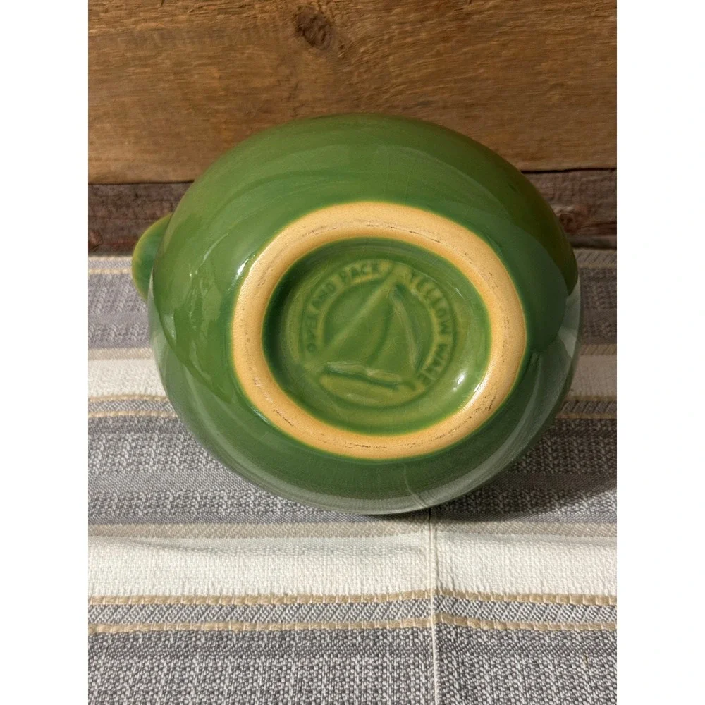 Green Ceramic Pitcher Round Body Classic Kitchen Decor Serving Beverage